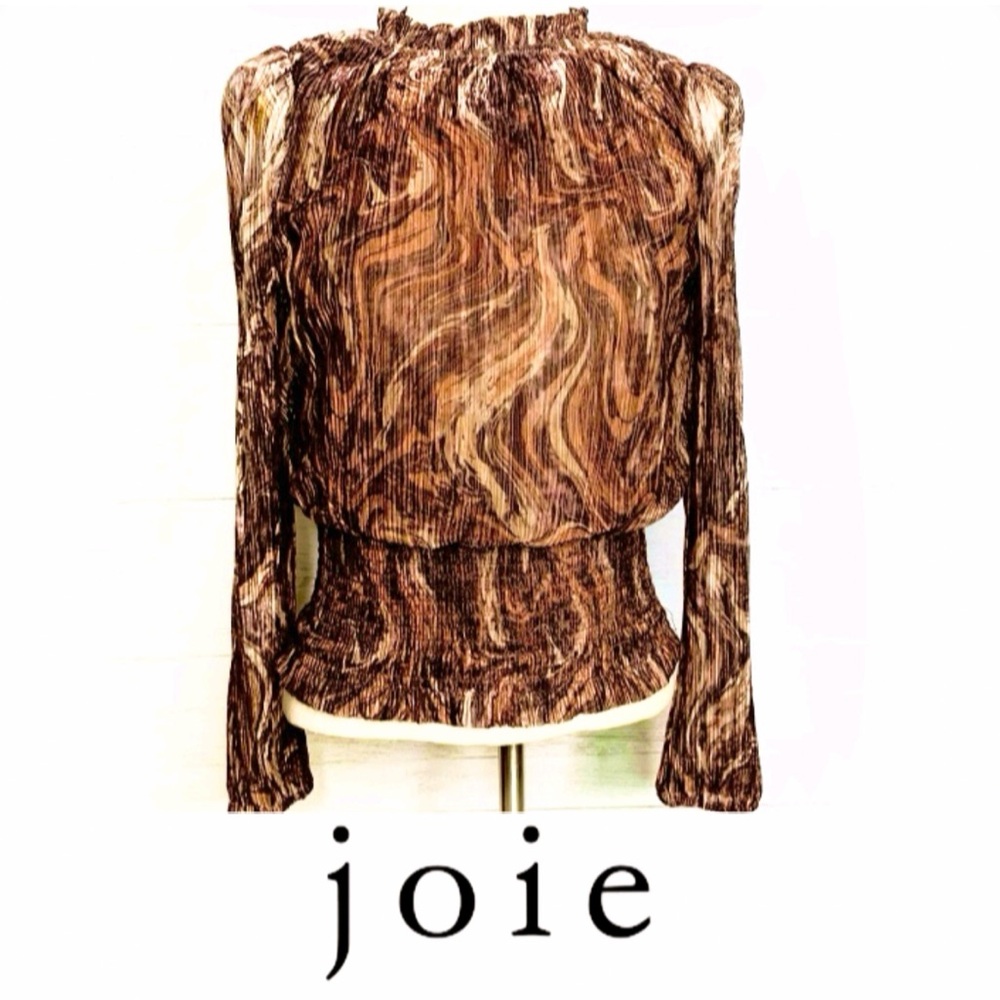 Joie Brocade paisley Smocked Waist long sleeve blouse
